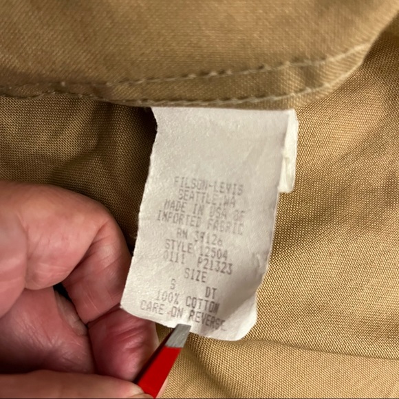 Filson-Levis Western Sawtooth TAN Shirt/Jacket S Oil Cloth Yoke Trucker Shacket - Picture 6 of 7